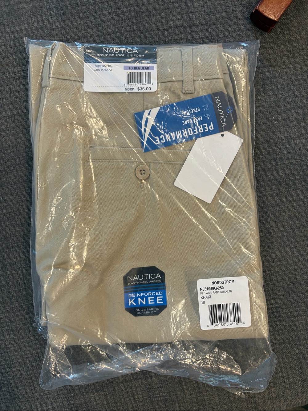 Nautica Boys' Khaki School Chinos - Tan